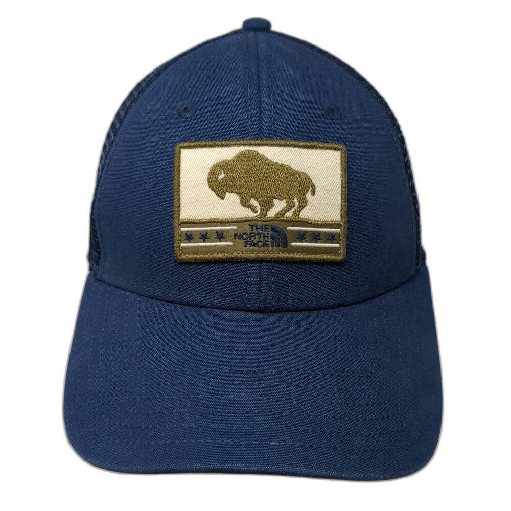 The North Face Trucker Hat Blue One Size Bison Patch Mesh Snapback Adventure